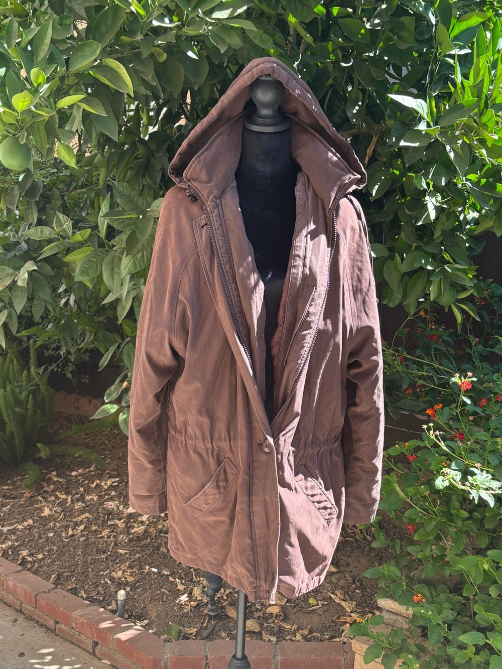 Mens London Fog Hooded Brown Parka Jacket